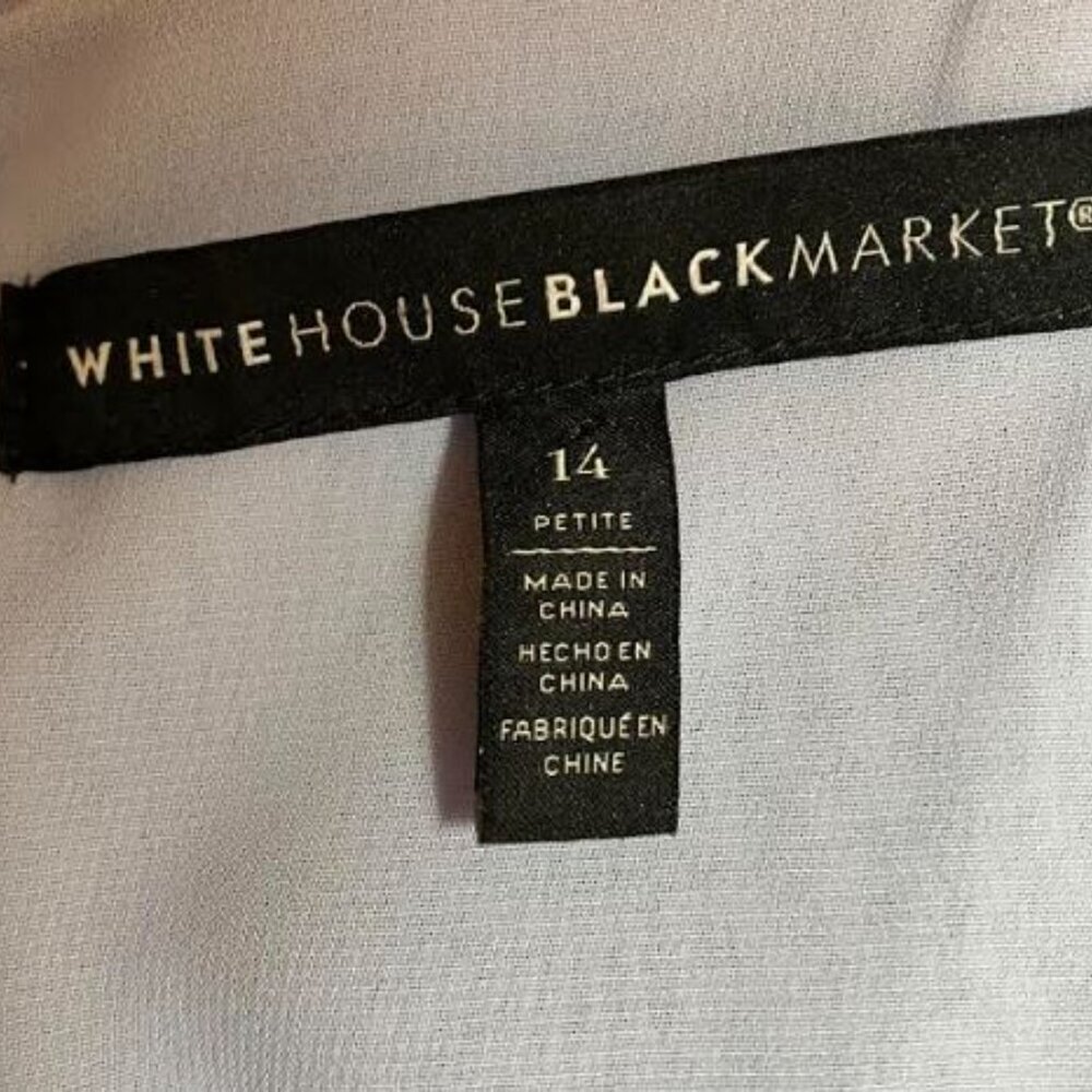 White House Black Market Blue White Clip Dot Halter BoHo Midi Dress Size 14 EUC - Picture 11 of 15